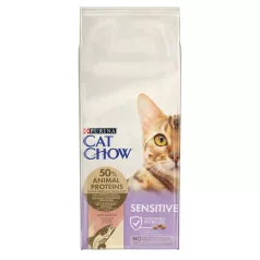   CAT CHOW Sensitive suha hrana za mačke, bogata z lososom 15 kg