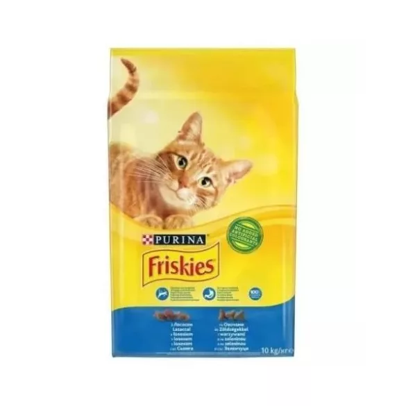 Friskies suha hrana za mačke z lososom in dodano zelenjavo 10 kg