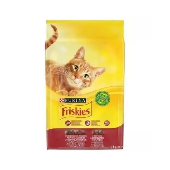 Friskies suha hrana za mačke z govedino, piščancem in zelenjavo 10 kg