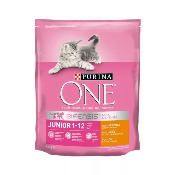 Purina ONE JUNIOR Suha hrana za mačke, bogata s piščancem in polnozrnatimi žiti 800 g