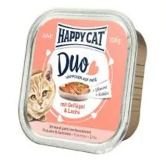 Happy Cat Duo Koščki v pašteti Perutnina-Losos 100g